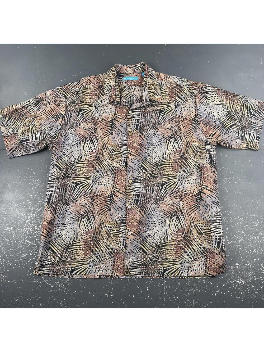 VTG Tori Richard Hawaiian Shirt Mens XL Camp Palm Leaves Resort Soft Cotton USA